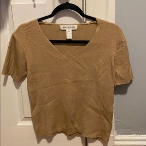 Jones New York ribbed tan blouse (M)